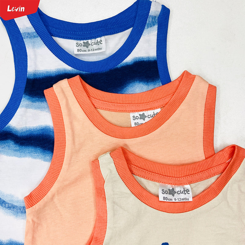 Pack of 3 Toddler Baby Cute Summer Cotton Tank Top