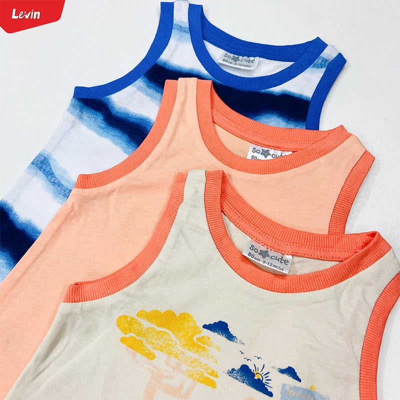 Pack of 3 Toddler Baby Cute Summer Cotton Tank Top