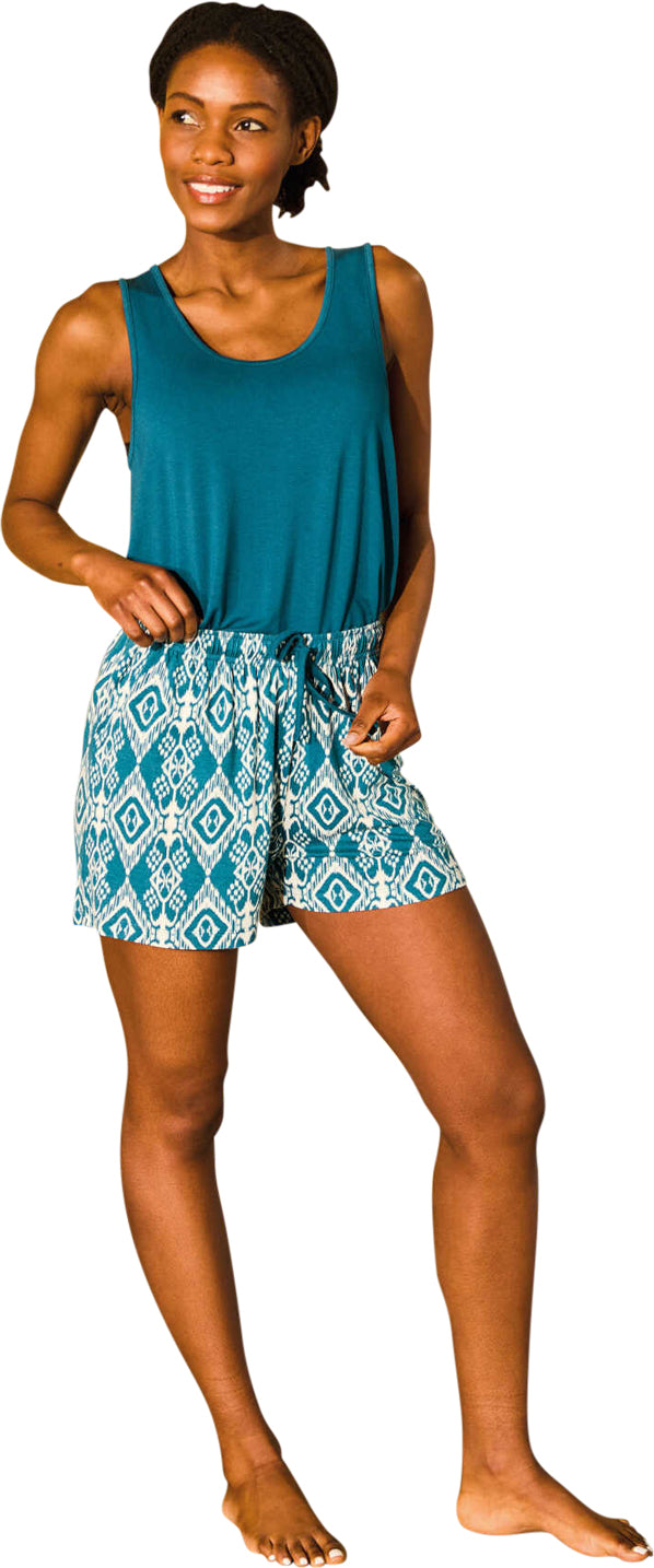 Ladies Short PJ Set With Sleeveless Top and Printed Shorts