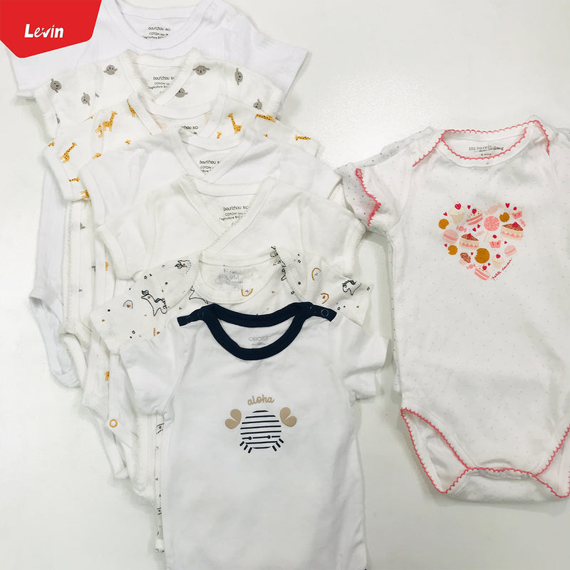 Pack of 3 Assorted White Color Half Sleeve Unisex  Baby Romper