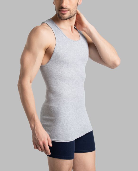 Men's Fitted Ribbed Scoop neck Cotton Tank Top