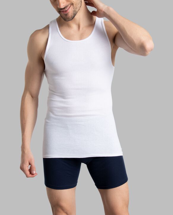 Men's Fitted Ribbed Scoop neck Cotton Tank Top