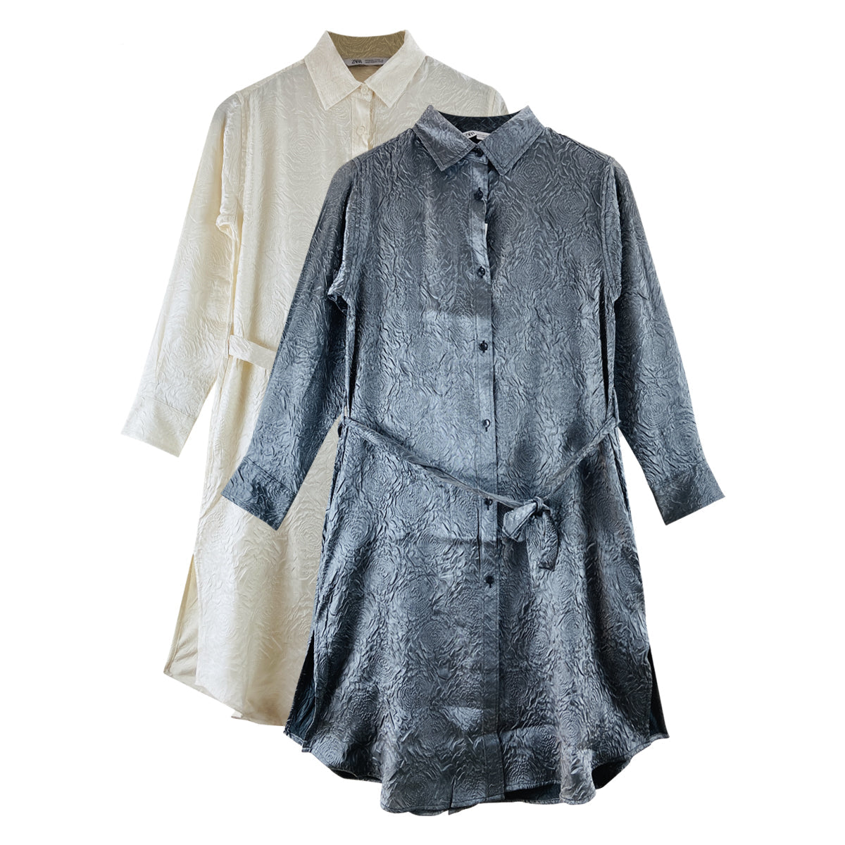 Womens Full Sleeve Textured Midi Length Shirt Dress