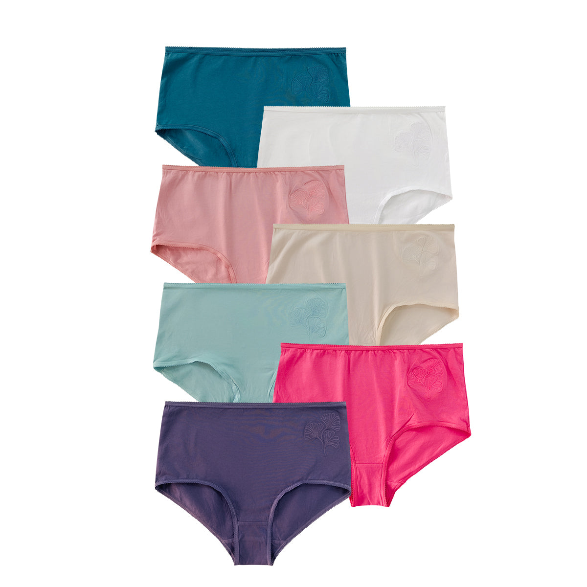 Pack of 4 Ladies Mid Rise Embroidered Cotton Brief Panty