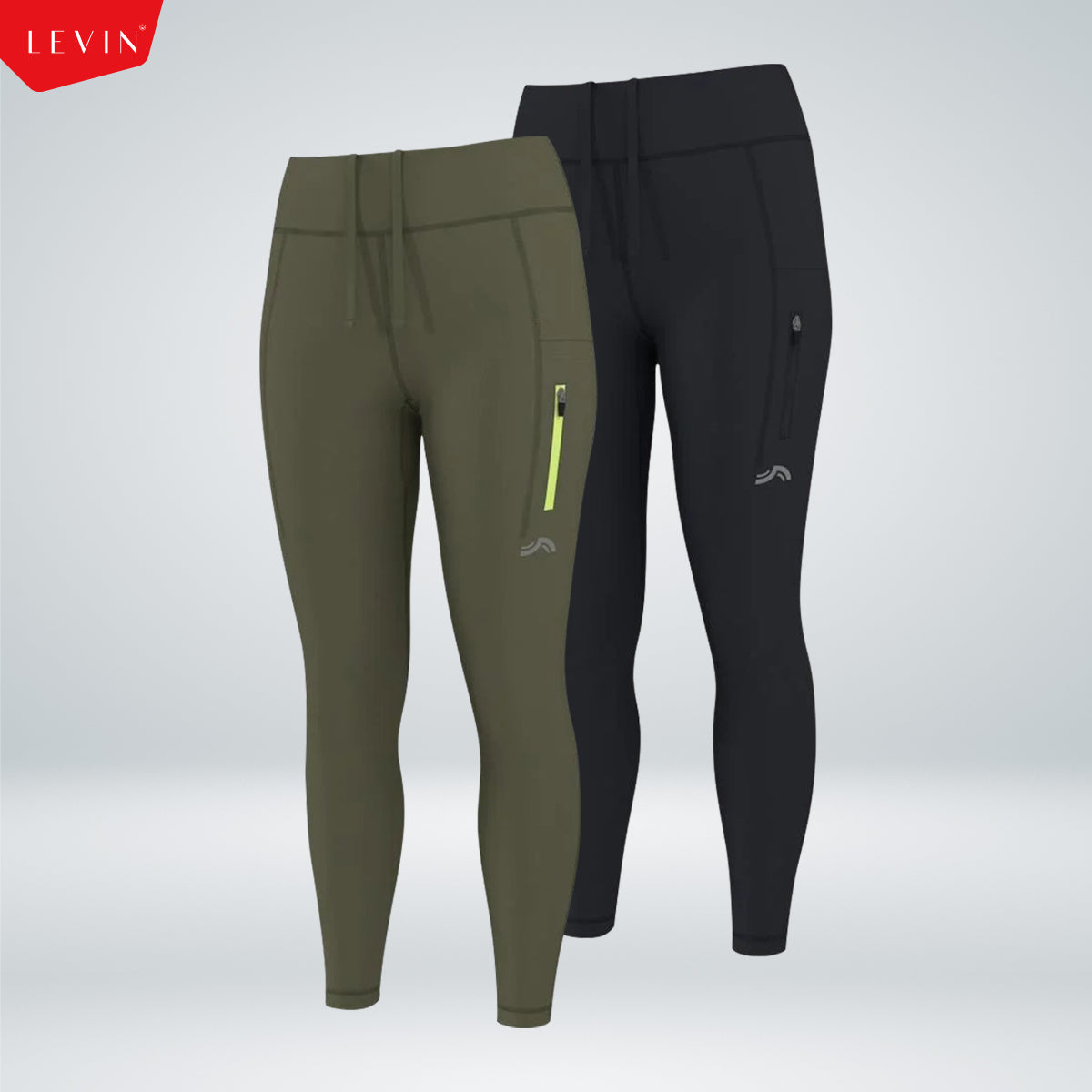 Womens High Waist Running Tights with Zippered Pockets