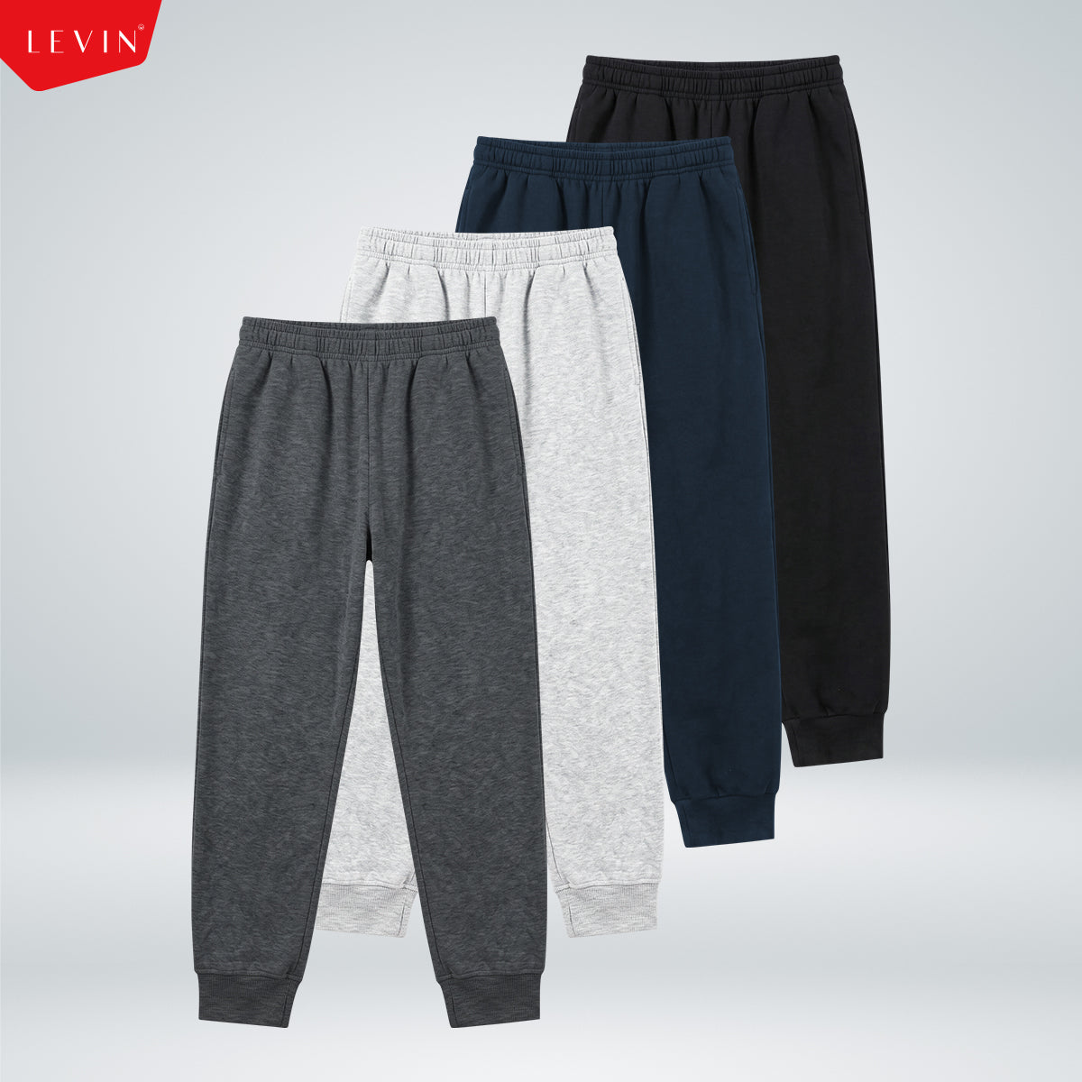 Men’s Elastic Waistband Fleece Jogger Pants With Side Pockets & Ankle Cuffs