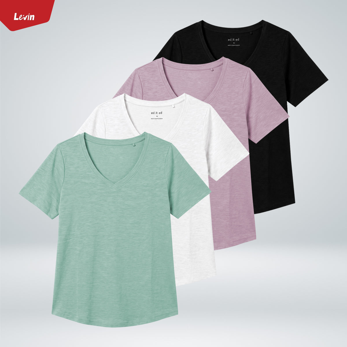 Ladies Short Sleeve V-Neck Cotton T-Shirt