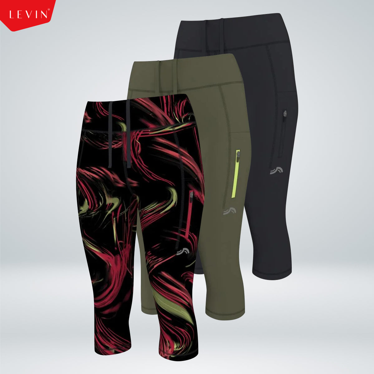 Womens Quick-Dry Capri Length Workout Pant with Pocket