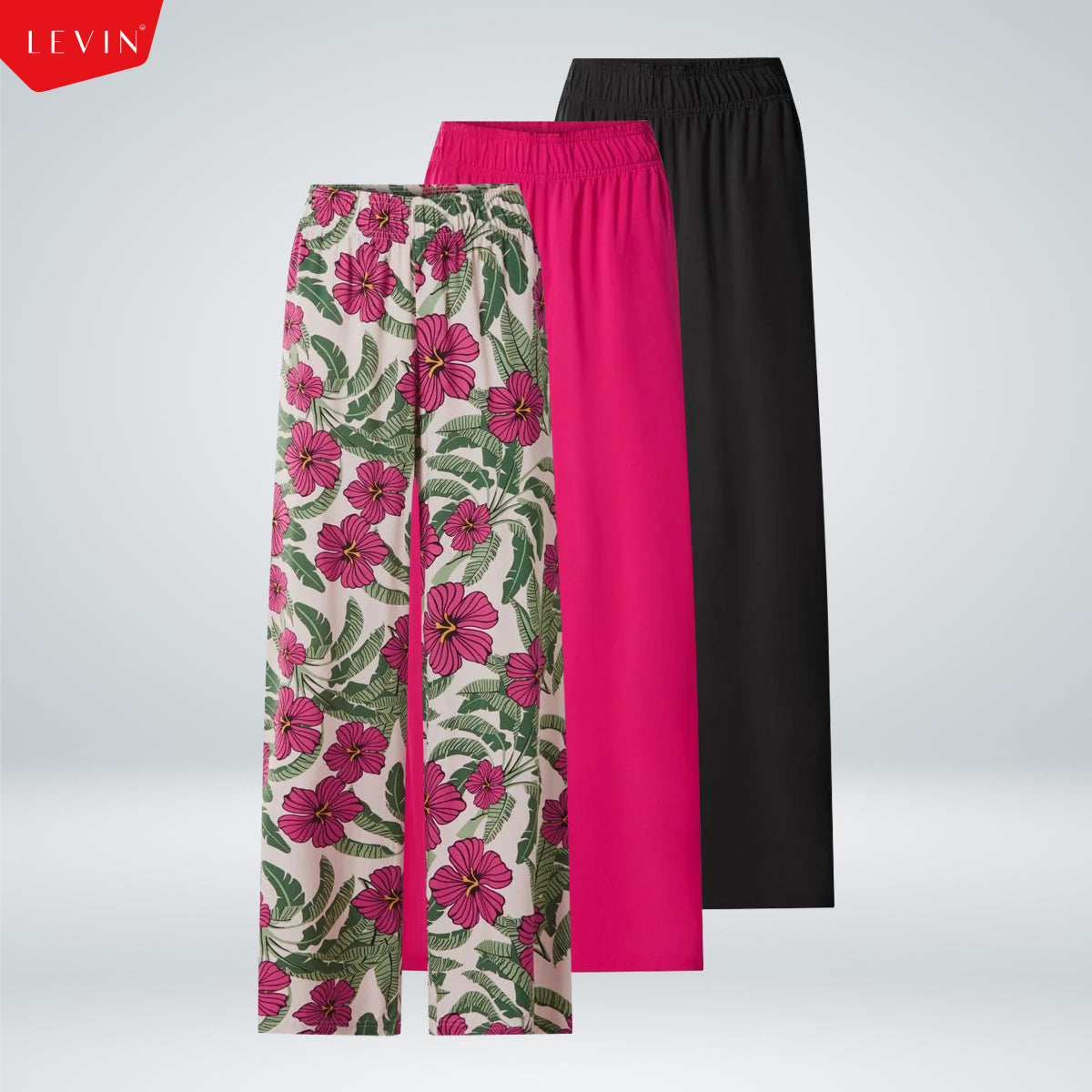 Womens Wide Leg Elastic Waist Palazzo Pants with Side Pocket