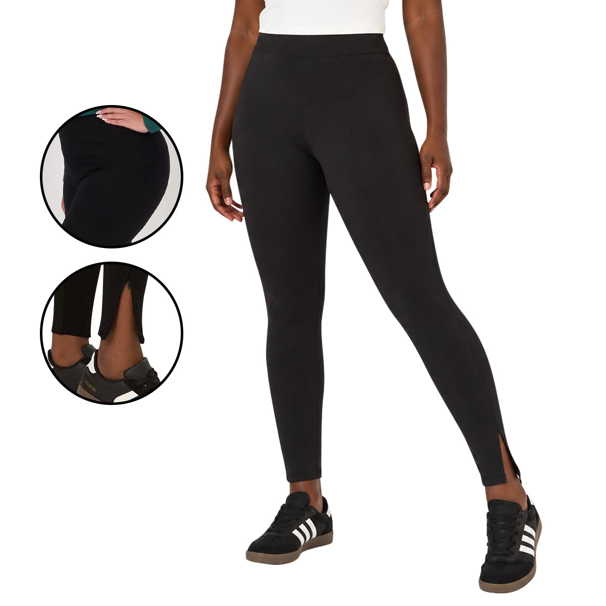 Womens High Rise Zip Hem Pull on Pant