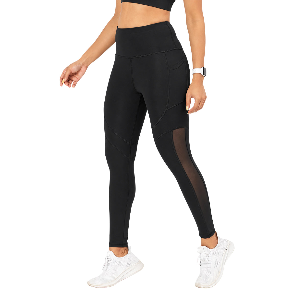 Women’s High Waist Dry Fit Workout Mesh Panels Leggings with Pockets