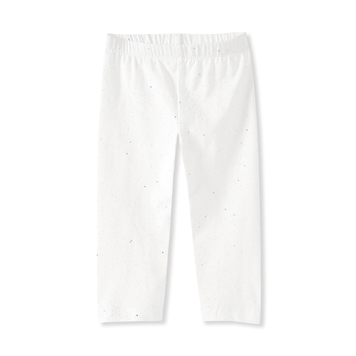 Girls Silver Glitter Spray Printed Cotton Capri Leggings