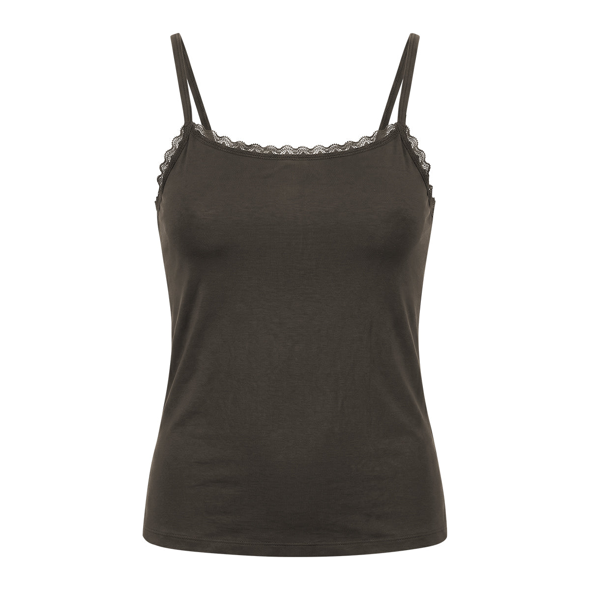 Womens Modal Cotton Lace Trim Adjustable Tank Top