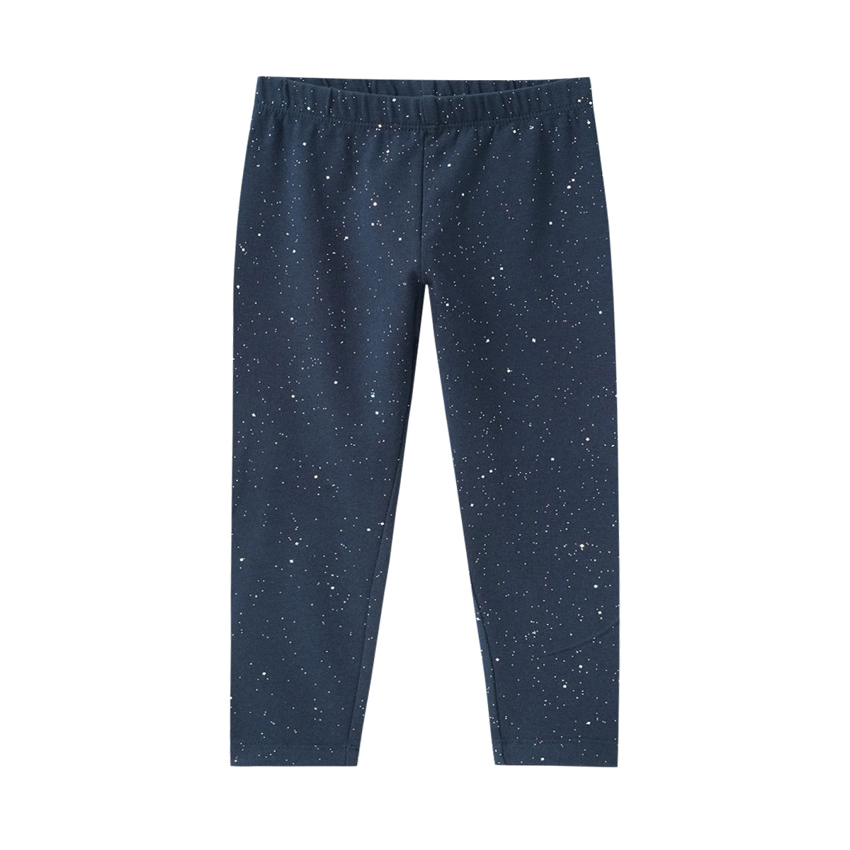 Girls Silver Glitter Spray Printed Cotton Capri Leggings