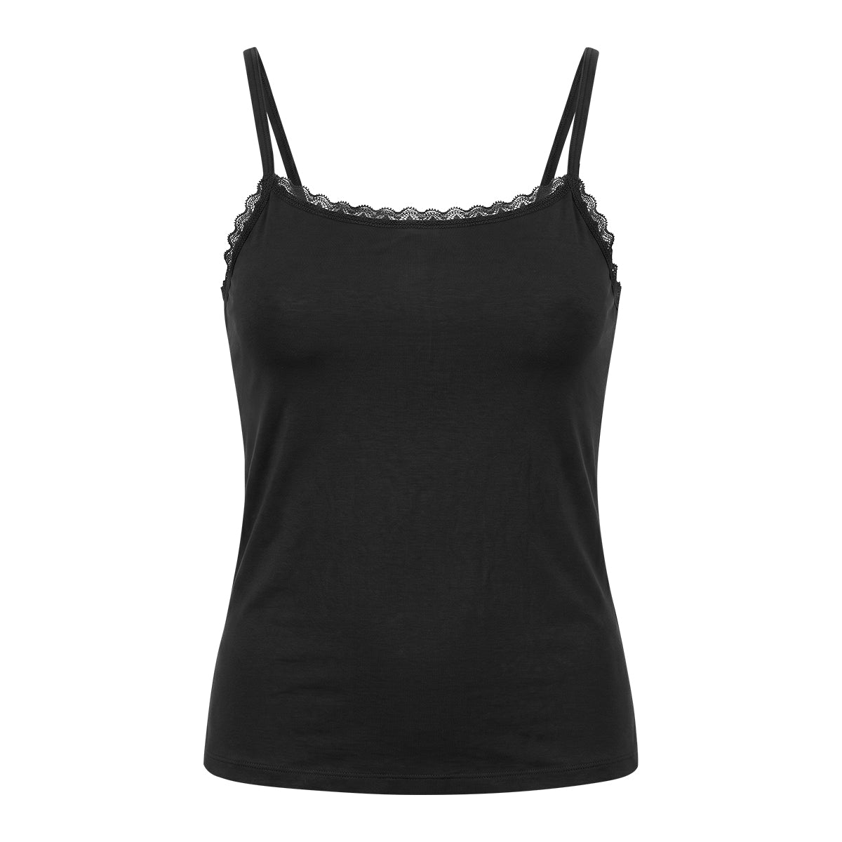 Womens Modal Cotton Lace Trim Adjustable Tank Top