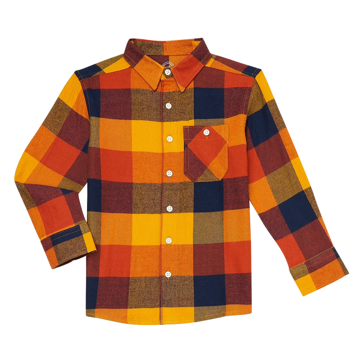 Kids Unisex Check Flannel Shirt with Chest Pocket