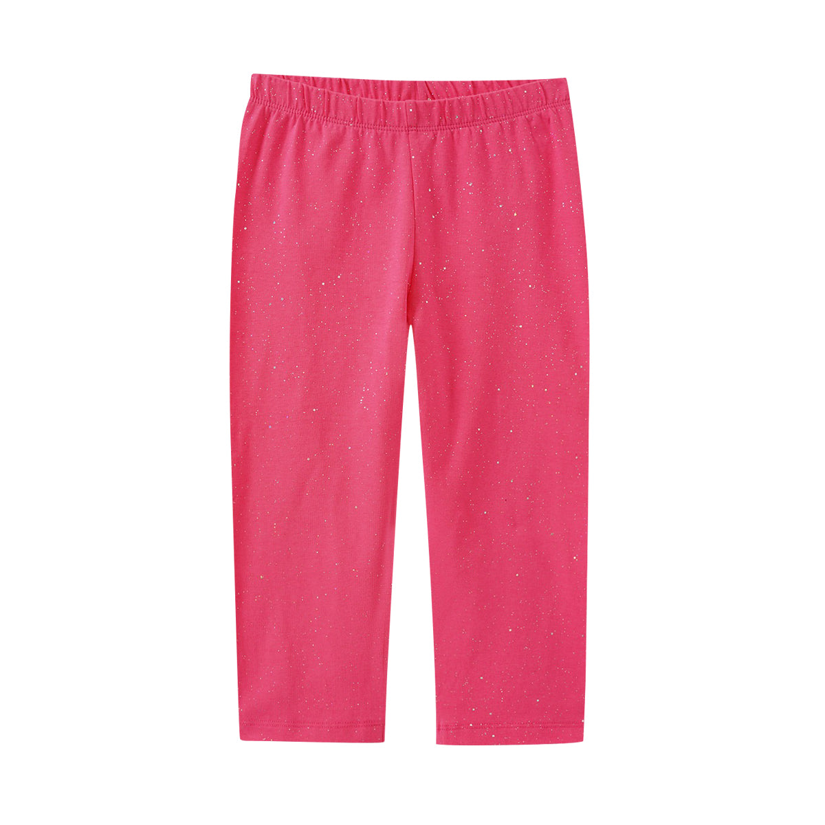 Girls Silver Glitter Spray Printed Cotton Capri Leggings