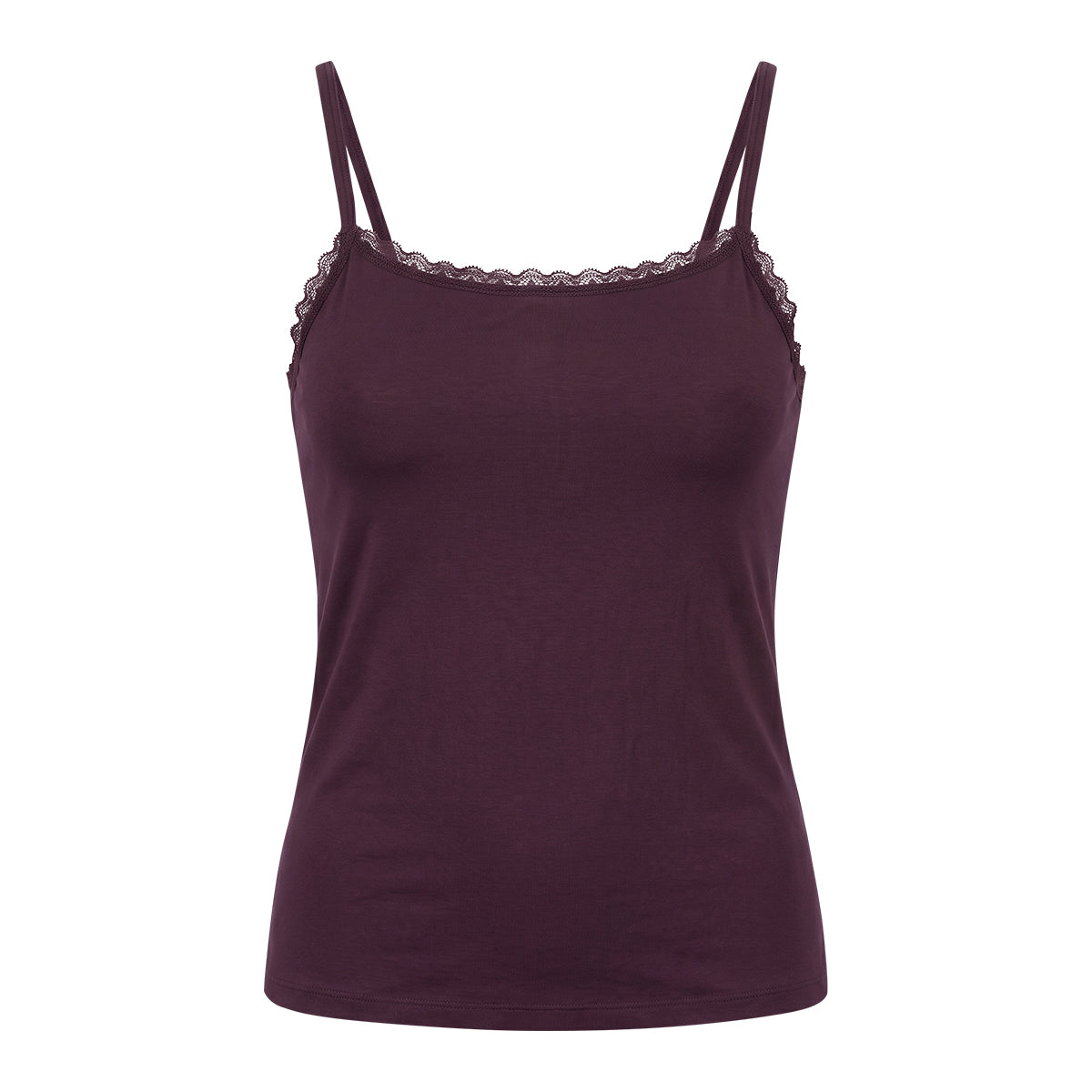 Womens Modal Cotton Lace Trim Adjustable Tank Top