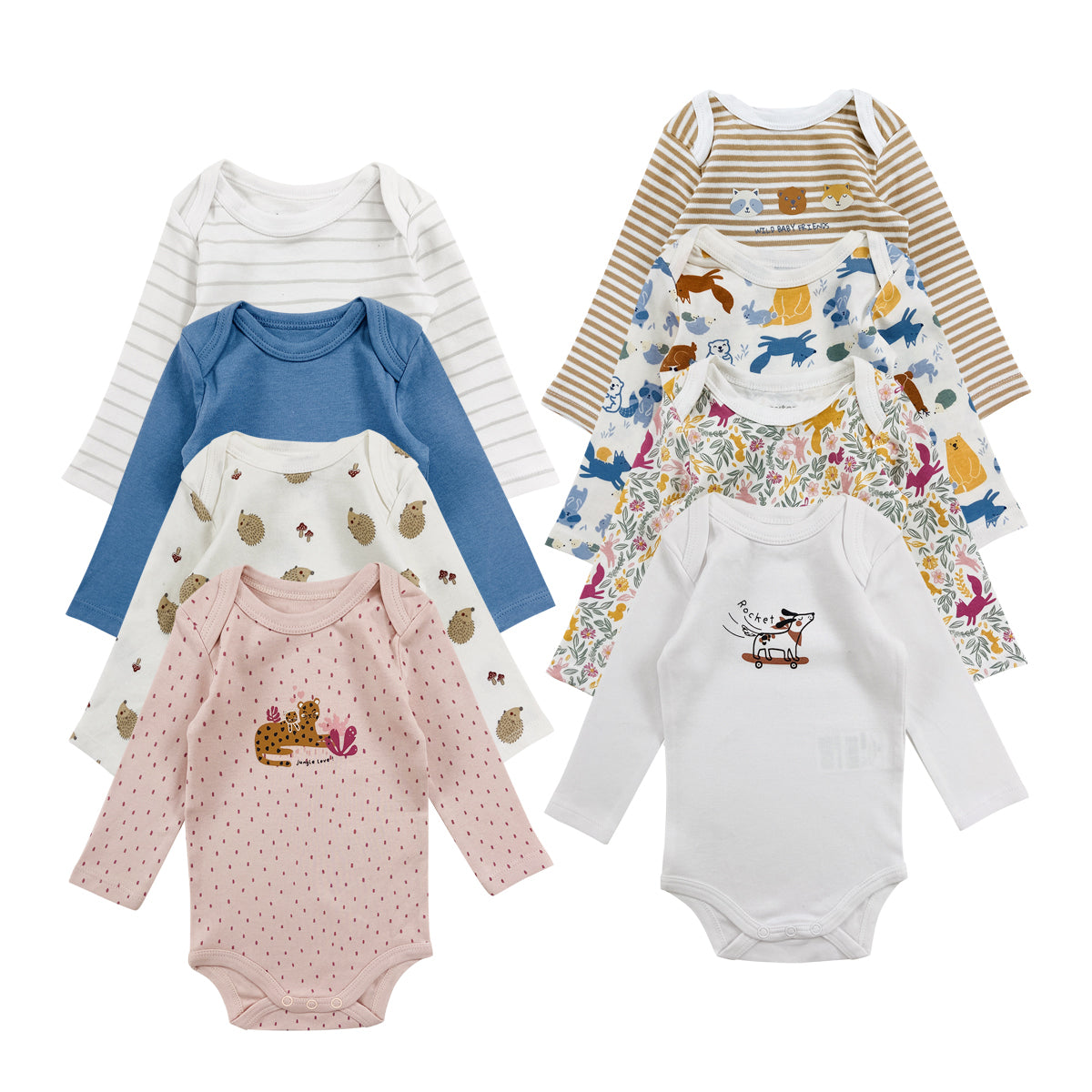 Pack of 3 Multicolor Full Sleeve Organic Cotton Baby Romper Combo