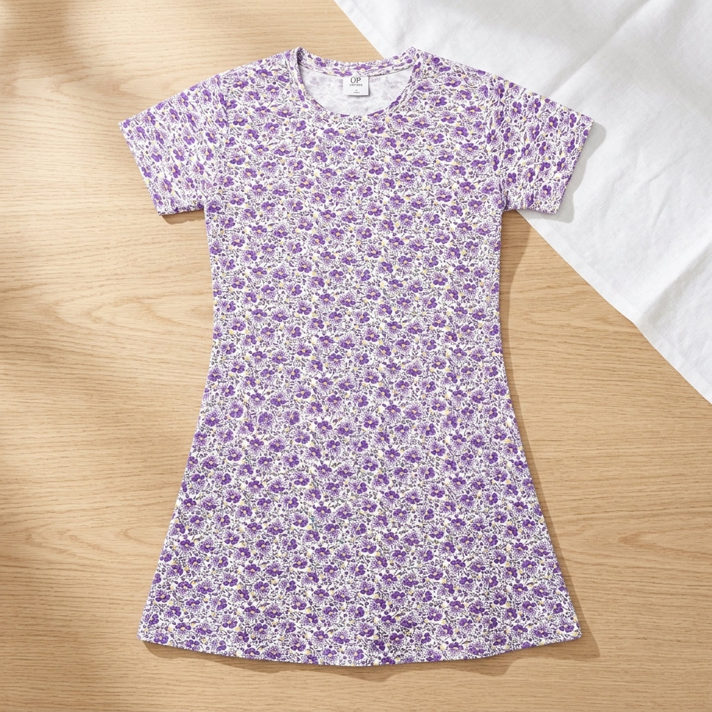 Ladies Short Sleeve Mid Length T-Shirt Dress