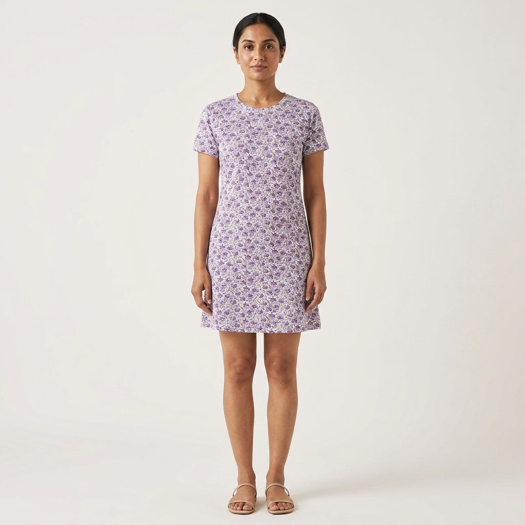 Ladies Short Sleeve Mid Length T-Shirt Dress