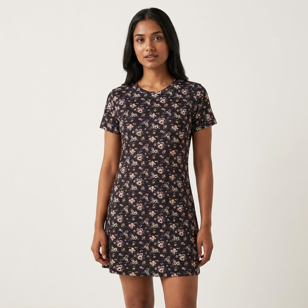 Ladies Short Sleeve Mid Length T-Shirt Dress
