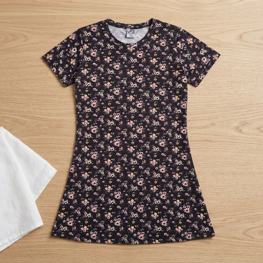 Ladies Short Sleeve Mid Length T-Shirt Dress