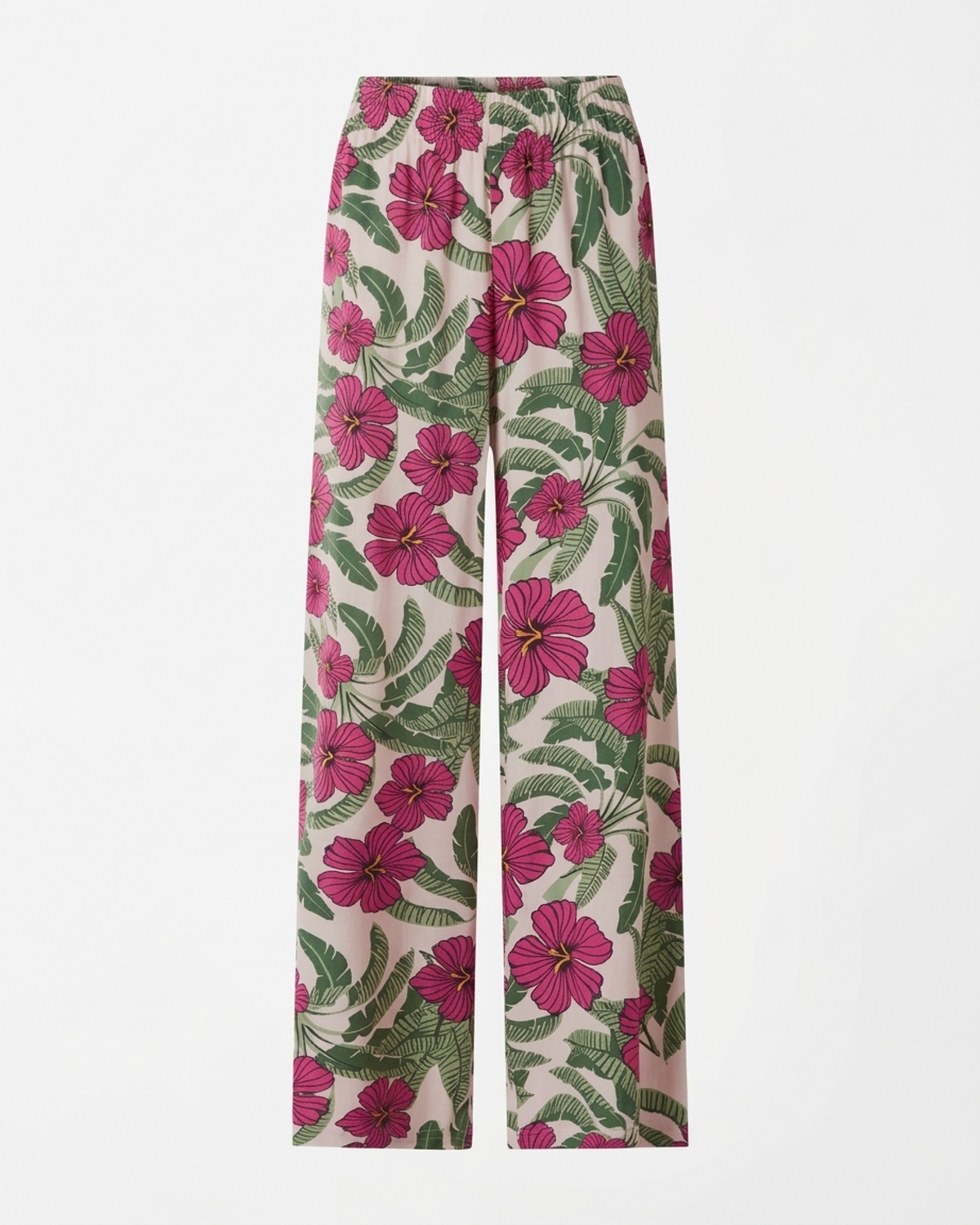 Womens Wide Leg Elastic Waist Palazzo Pants with Side Pocket