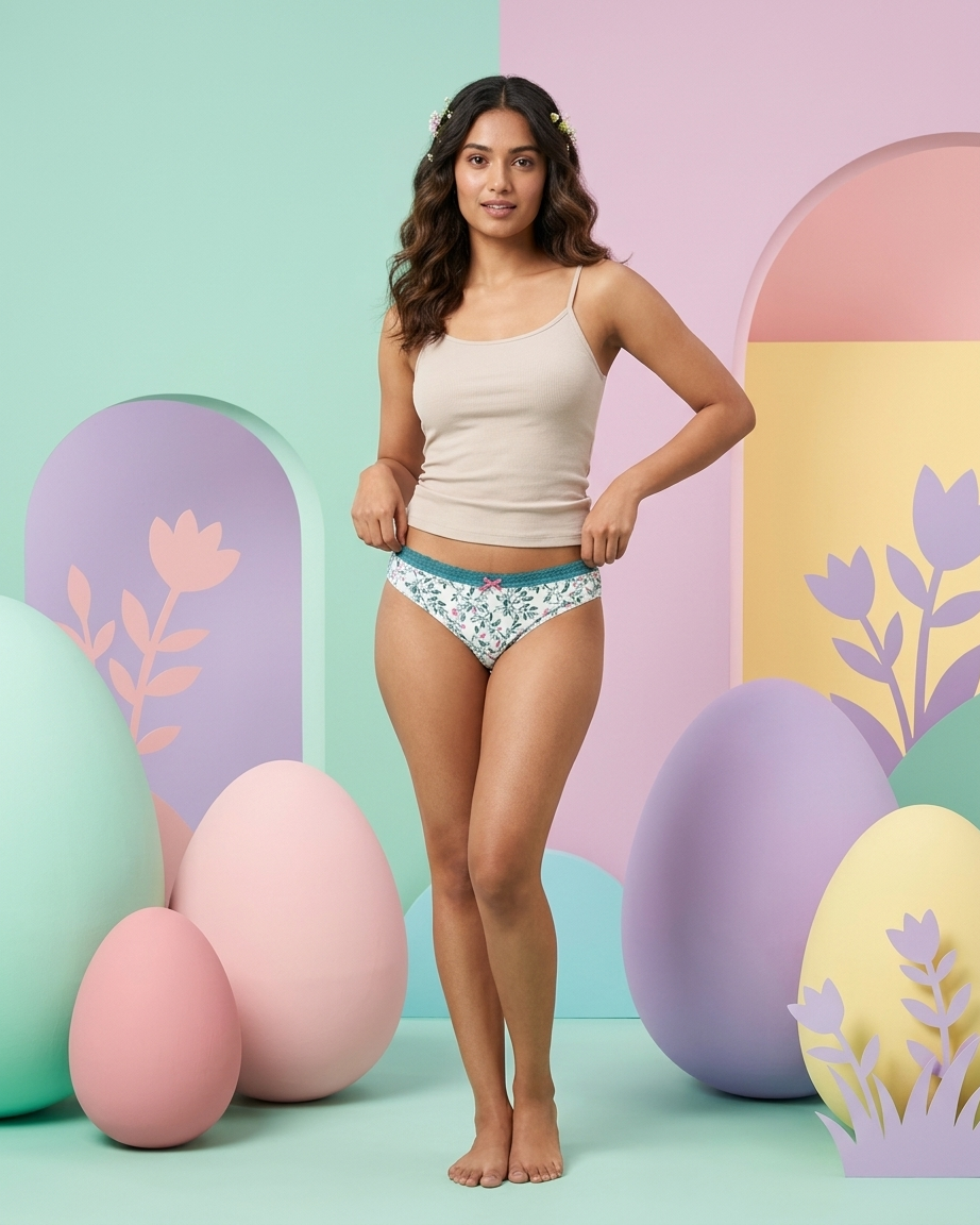 Pack of 5 Women's Soft Cotton Lace Trim Bikini Panty
