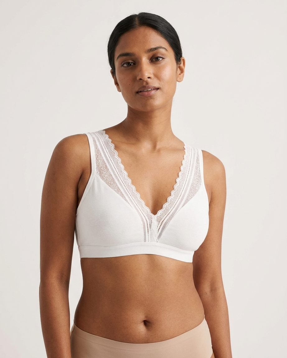 Womens Cotton Non-Padded Wireless Lace Bra