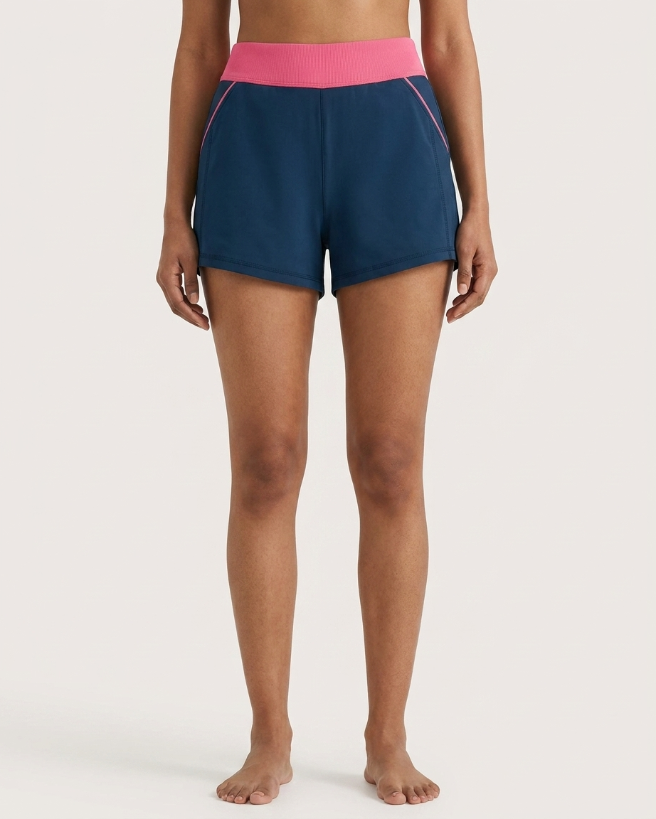 Womens Athletic Swim Shorts with Built-In Inner Brief