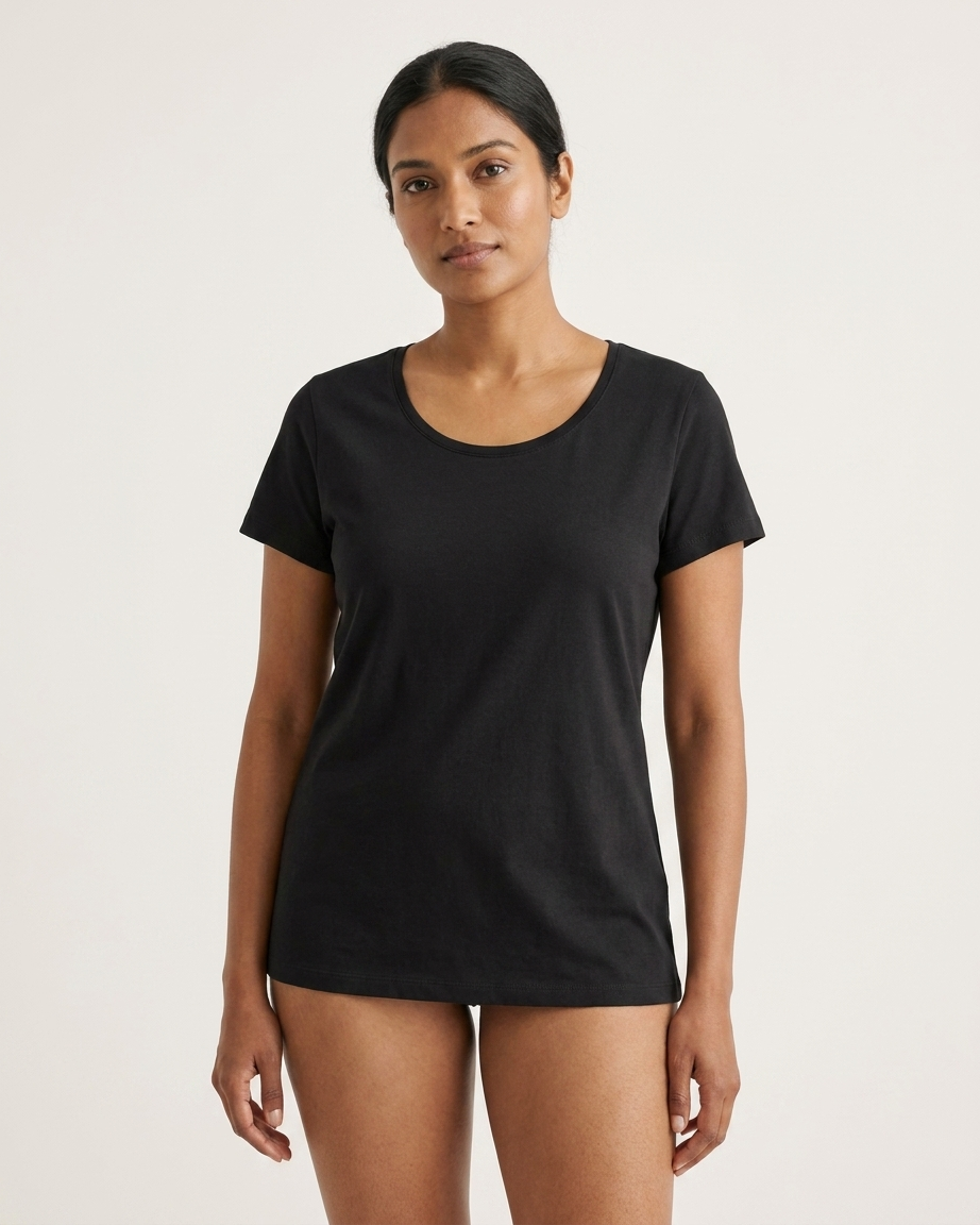 Women's Basic Cotton Scoop Neck Short Sleeve T-Shirt