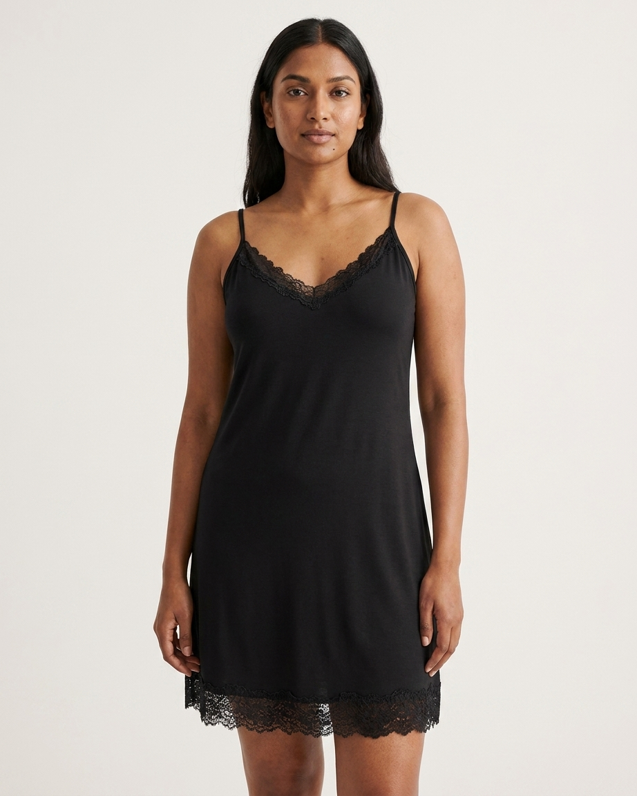 Women's Black Lace Trim V-Neck Adjustable Camisole Top