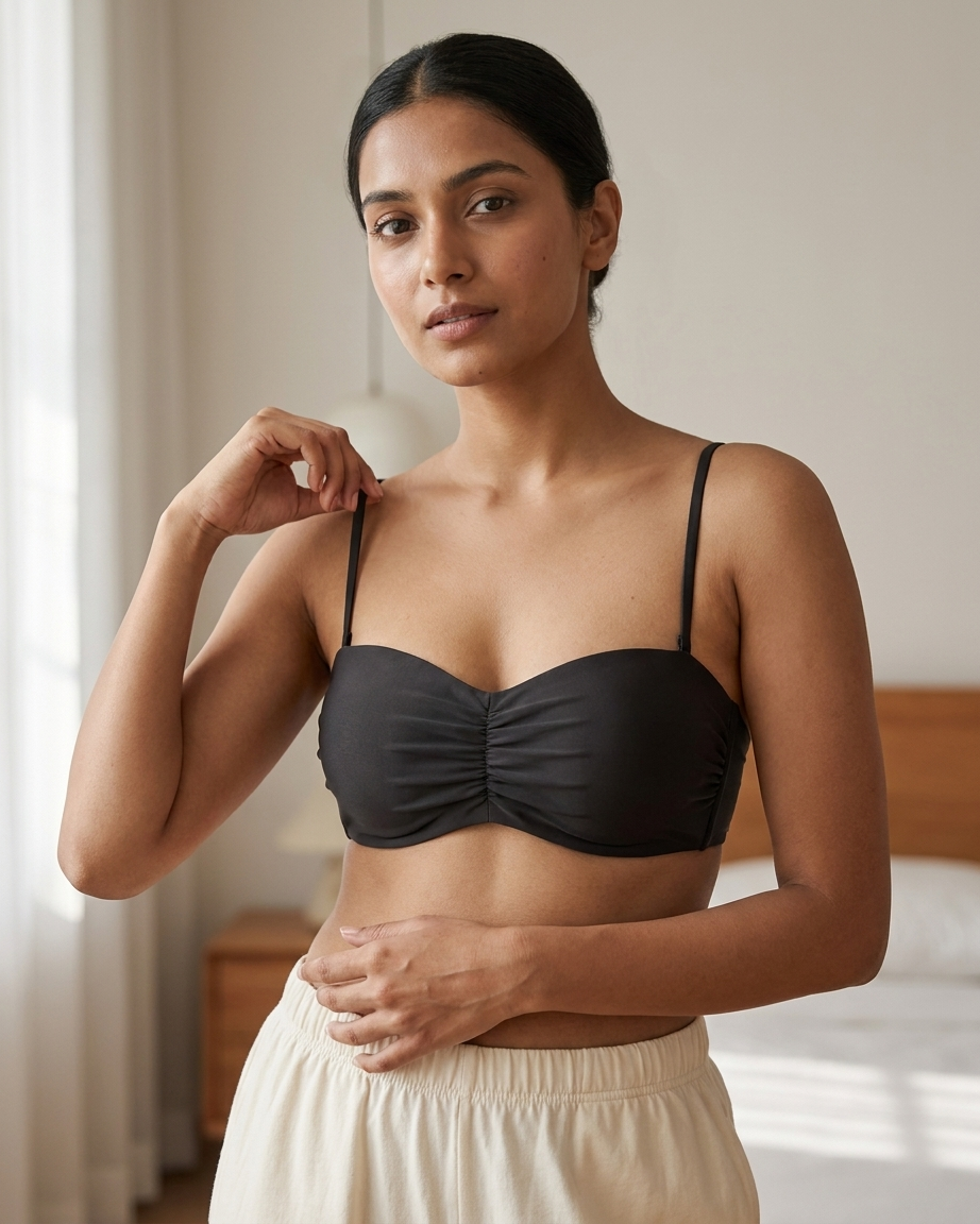 Women's Padded Ruched Bandeau Bra