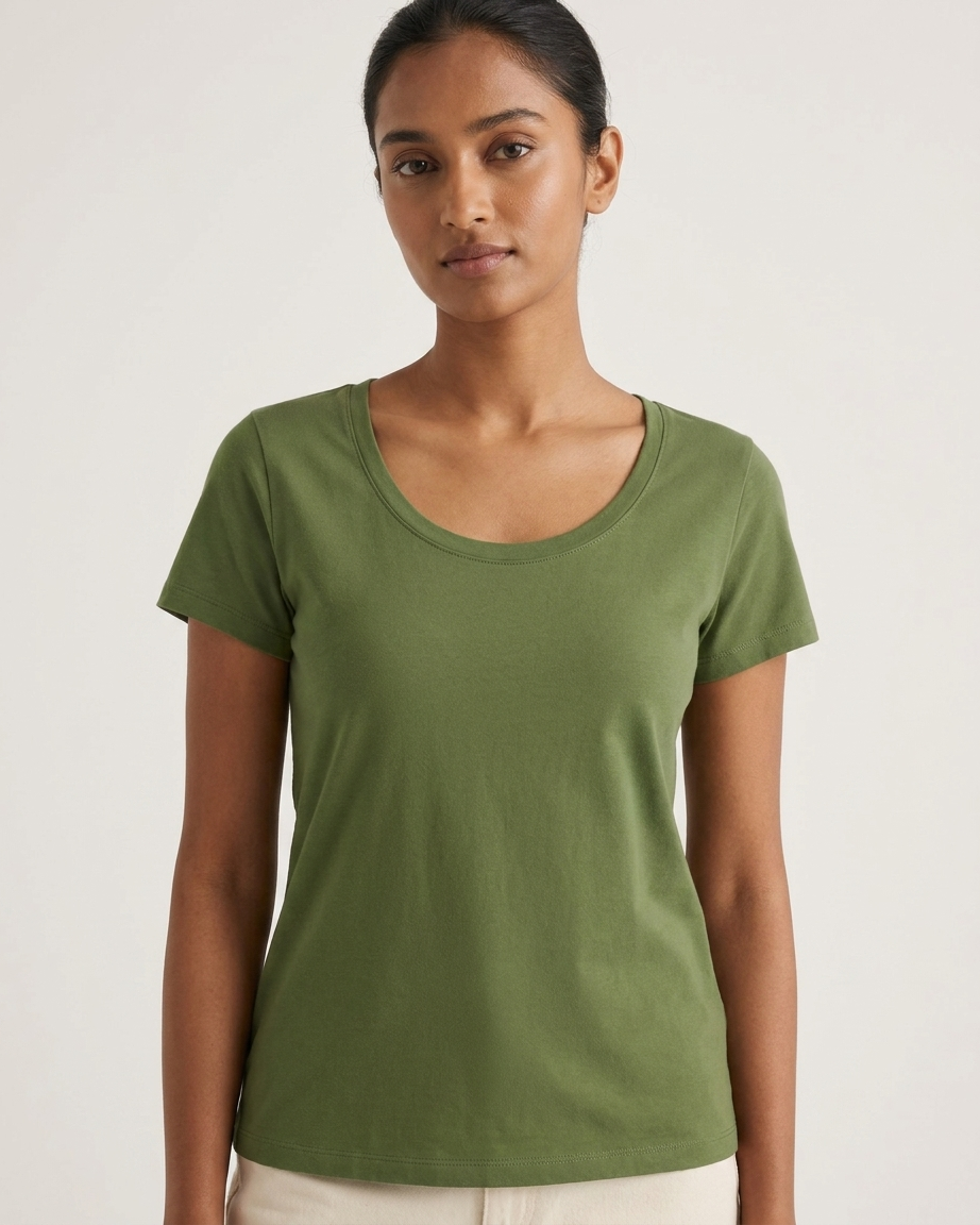 Women's Cotton Solid Scoop Neck T-Shirt