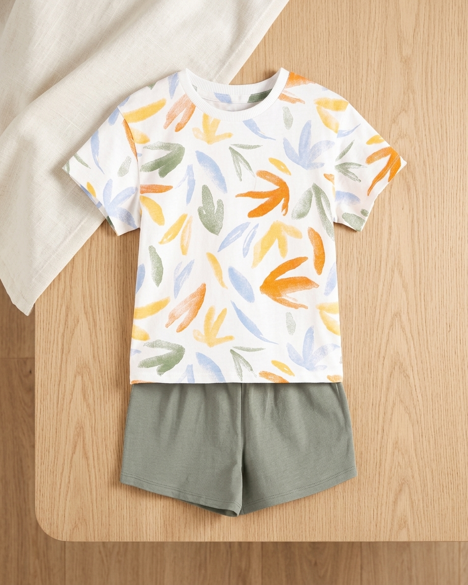 Baby Boys 2-Piece Printed Cotton T-Shirt & Shorts Set