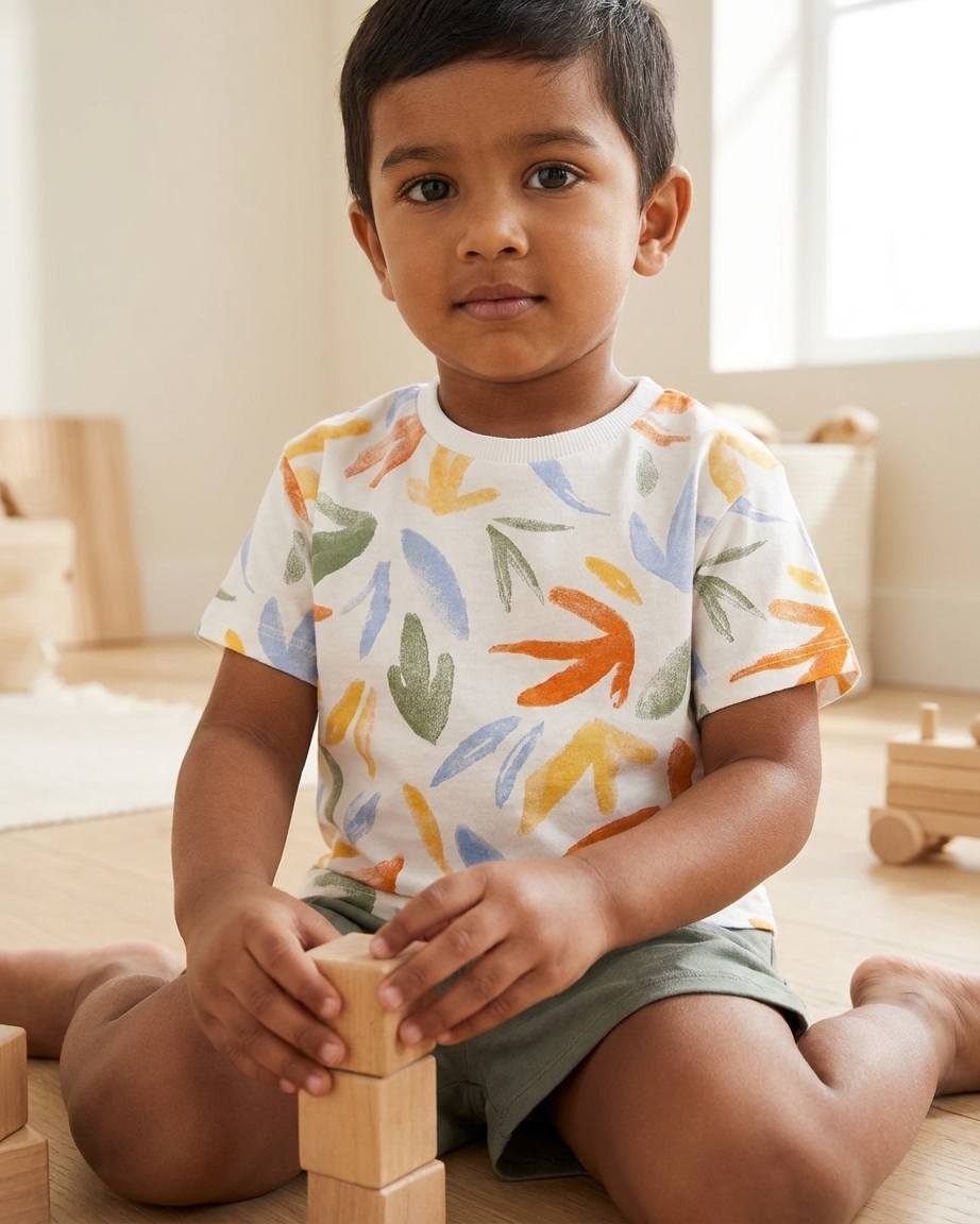 Baby Boys 2-Piece Printed Cotton T-Shirt & Shorts Set