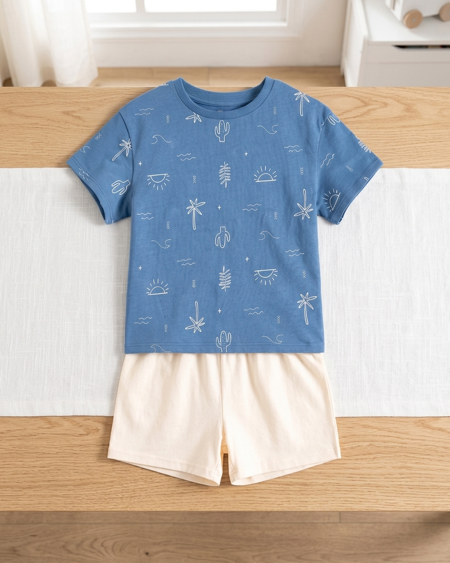 Baby Boys 2-Piece Printed Cotton T-Shirt & Shorts Set