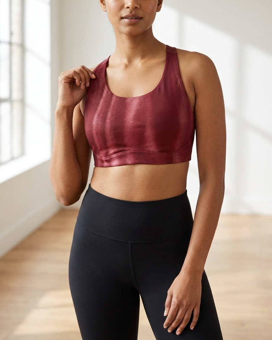 Women's Shiny Racerback Activewear Sports Bra