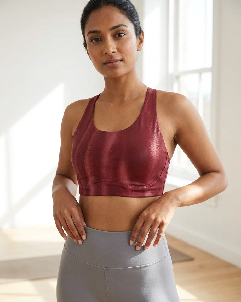 Women's Shiny Racerback Activewear Sports Bra