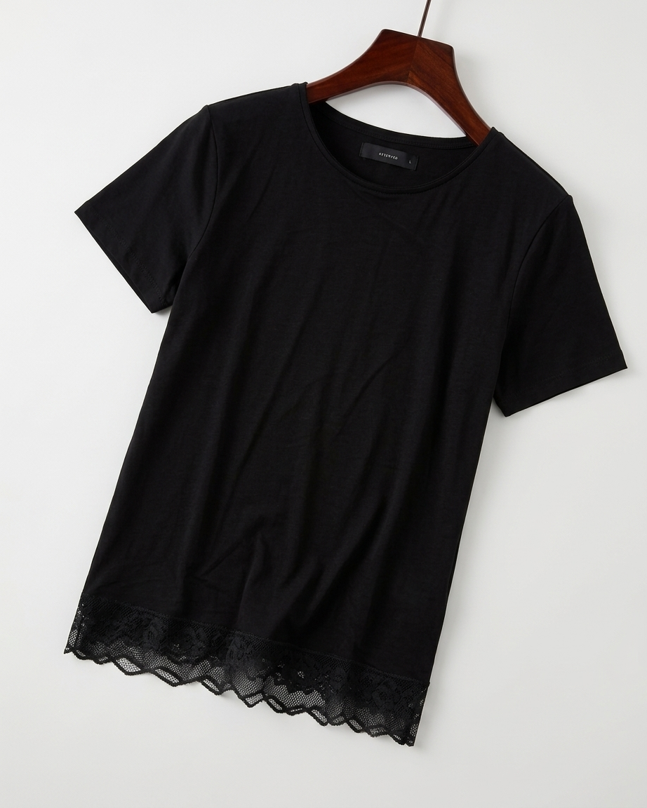Women’s Lace Hem Short Sleeve Viscose  T-shirt