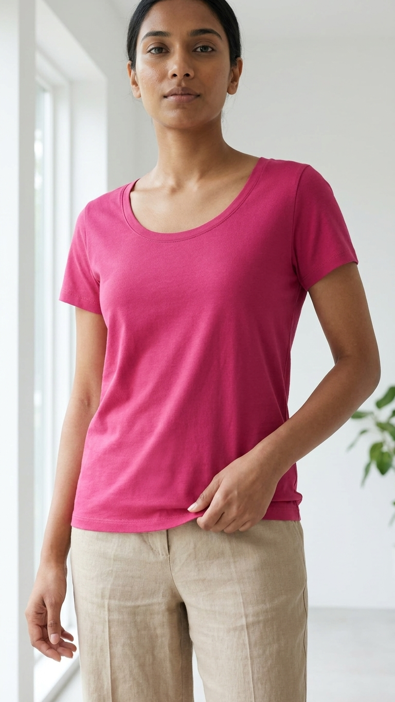 Women's Cotton Solid Scoop Neck T-Shirt