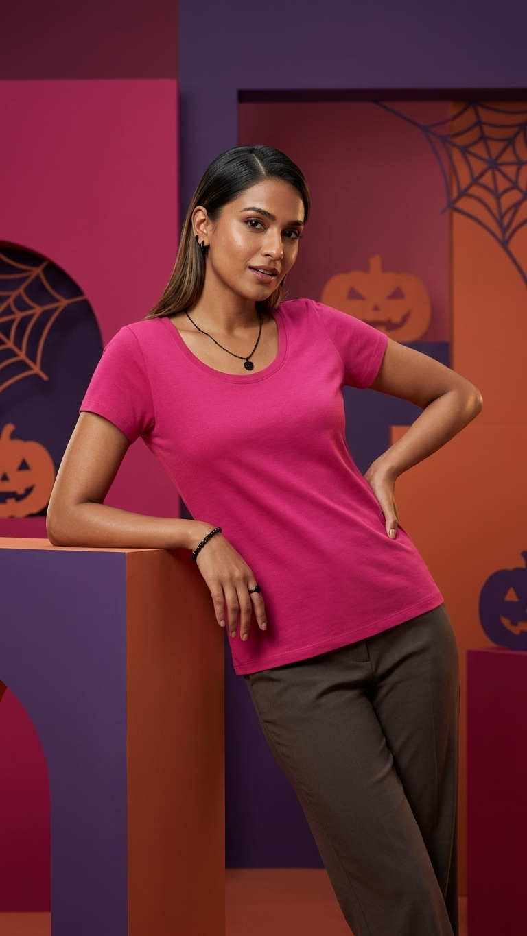 Women's Cotton Solid Scoop Neck T-Shirt