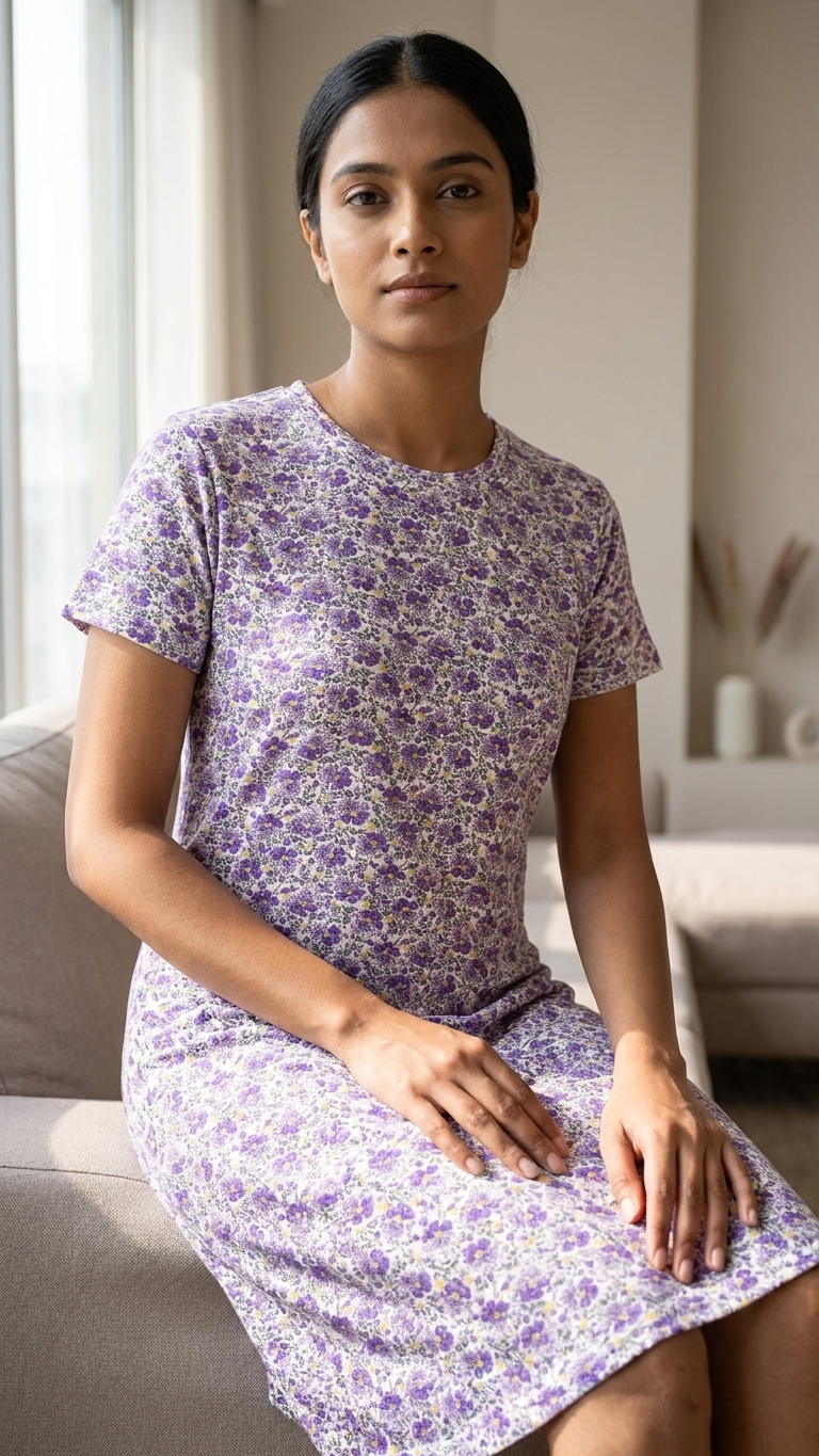 Ladies Short Sleeve Mid Length T-Shirt Dress