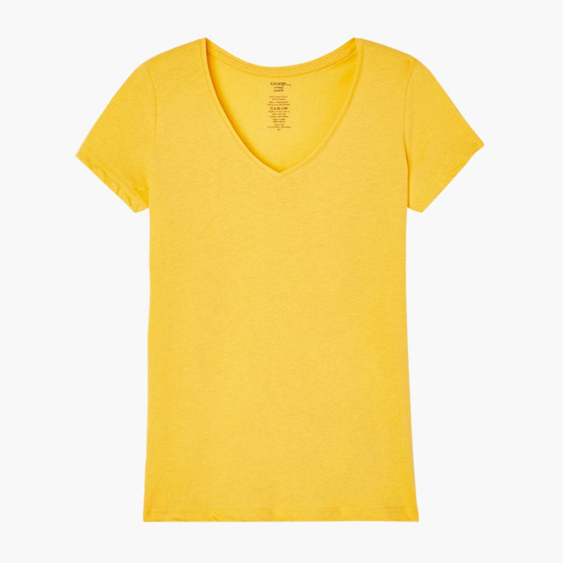 Womens Short Sleeve V-Neck Cotton T-Shirt