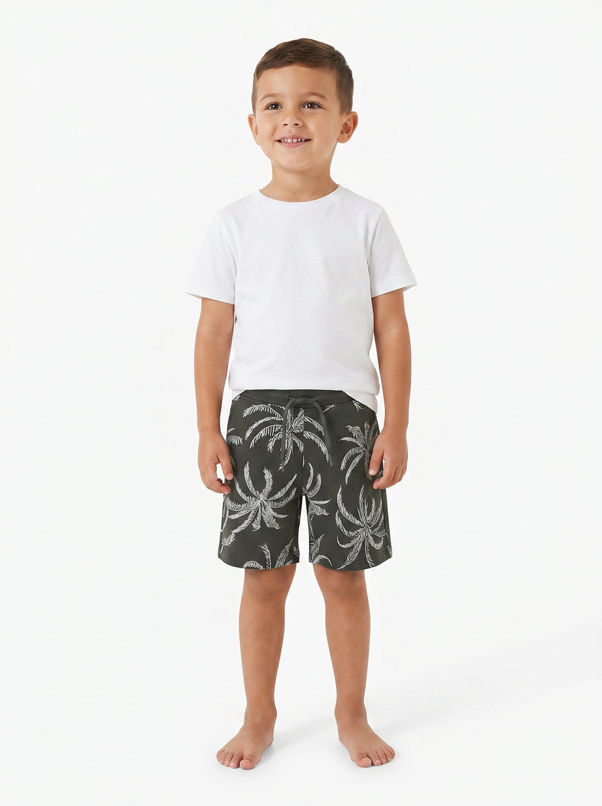 Boys Casual Print Cotton Blend Summer Shorts with Pockets