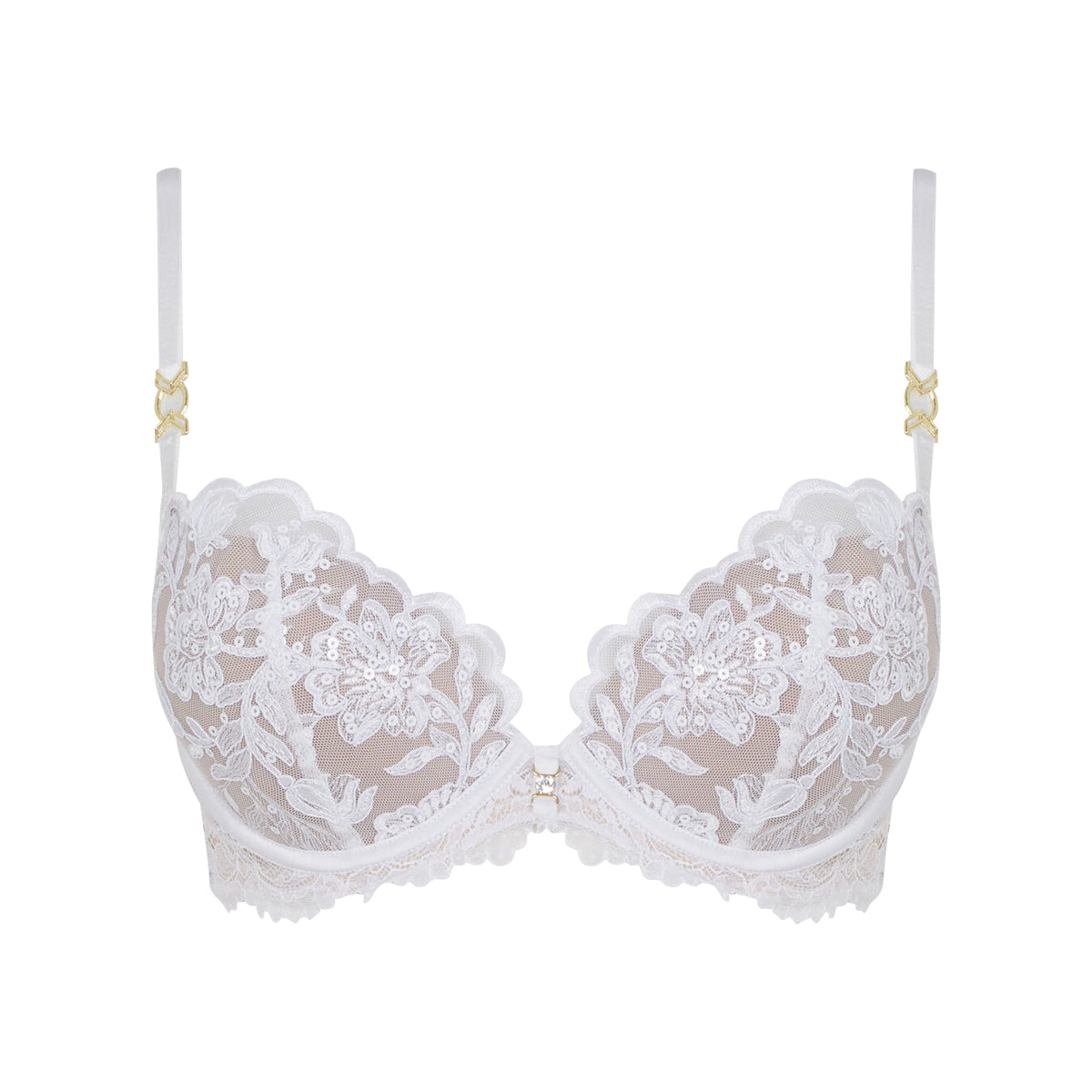 Womens Sequin Padded Plunge Adjustable Straps Bra