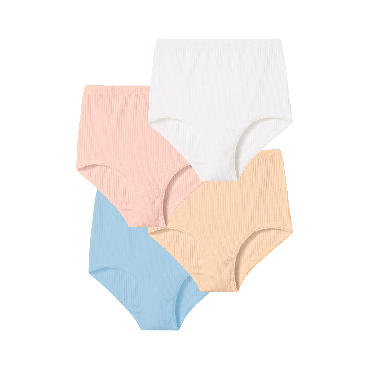 Ladies High Waisted Ribbed Cotton Brief Panty