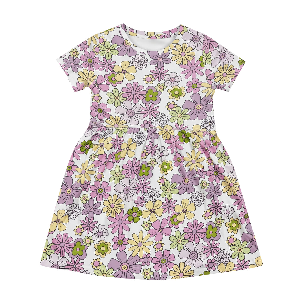 Girls Cotton Printed Short Sleeve Casual Frock Dress