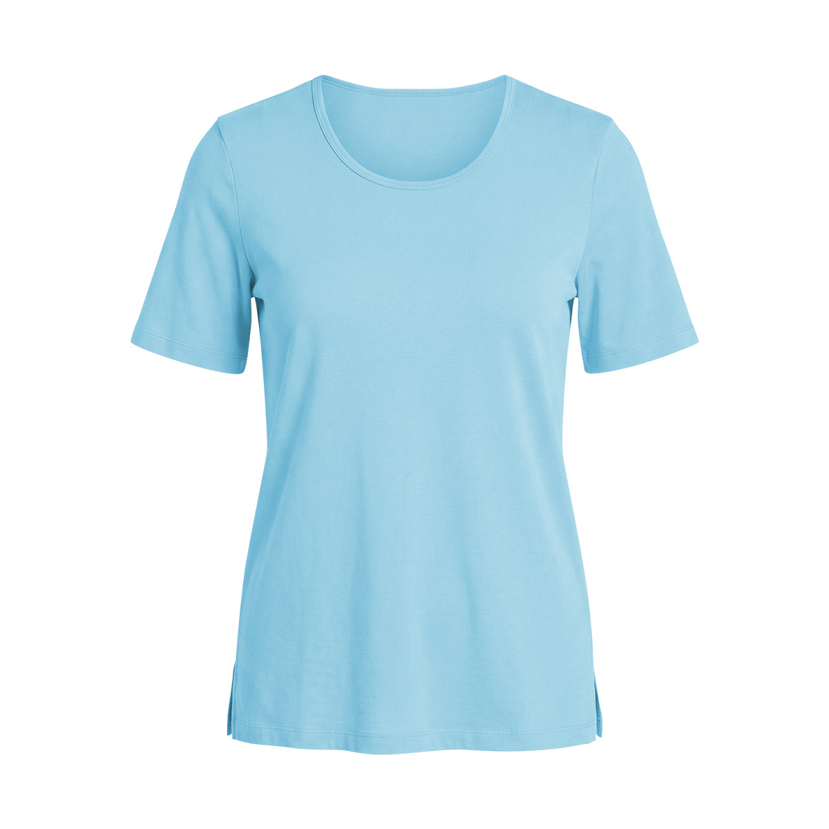 Womens Side Slit Scoop Neck Cotton T-Shirt